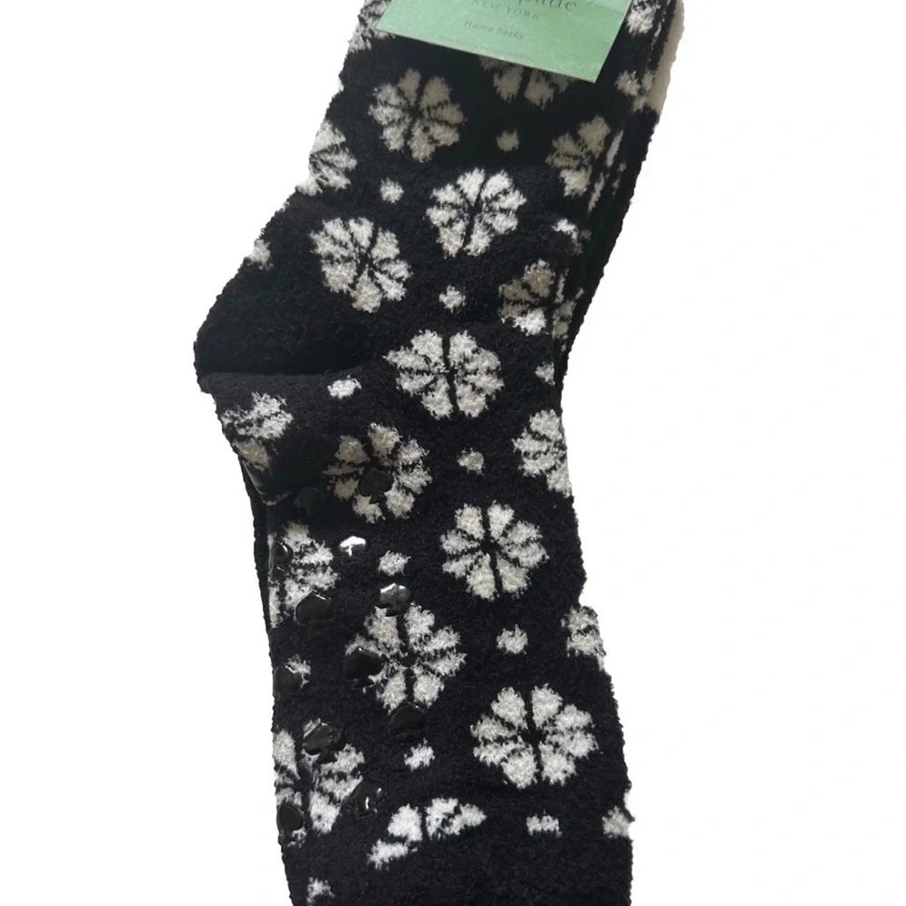 kate spade Black & White Floral Crew Socks